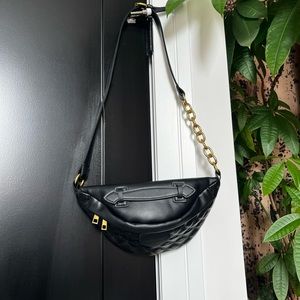 Black leather bum bag